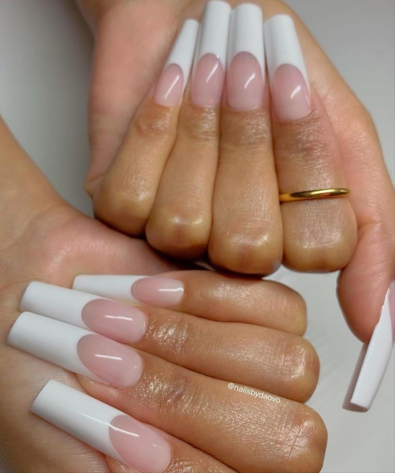 51 Luxury French Tip Coffin Nails Youll Flip For Page 10 Of 52