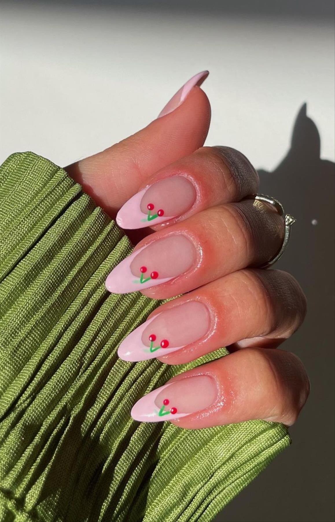 Stunning French tip almond nails cool in any season