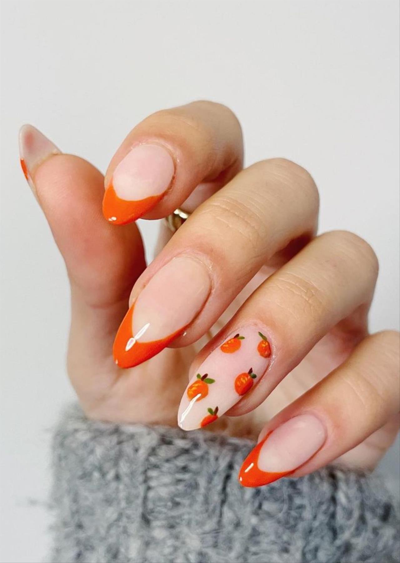 Stunning French tip almond nails cool in any season