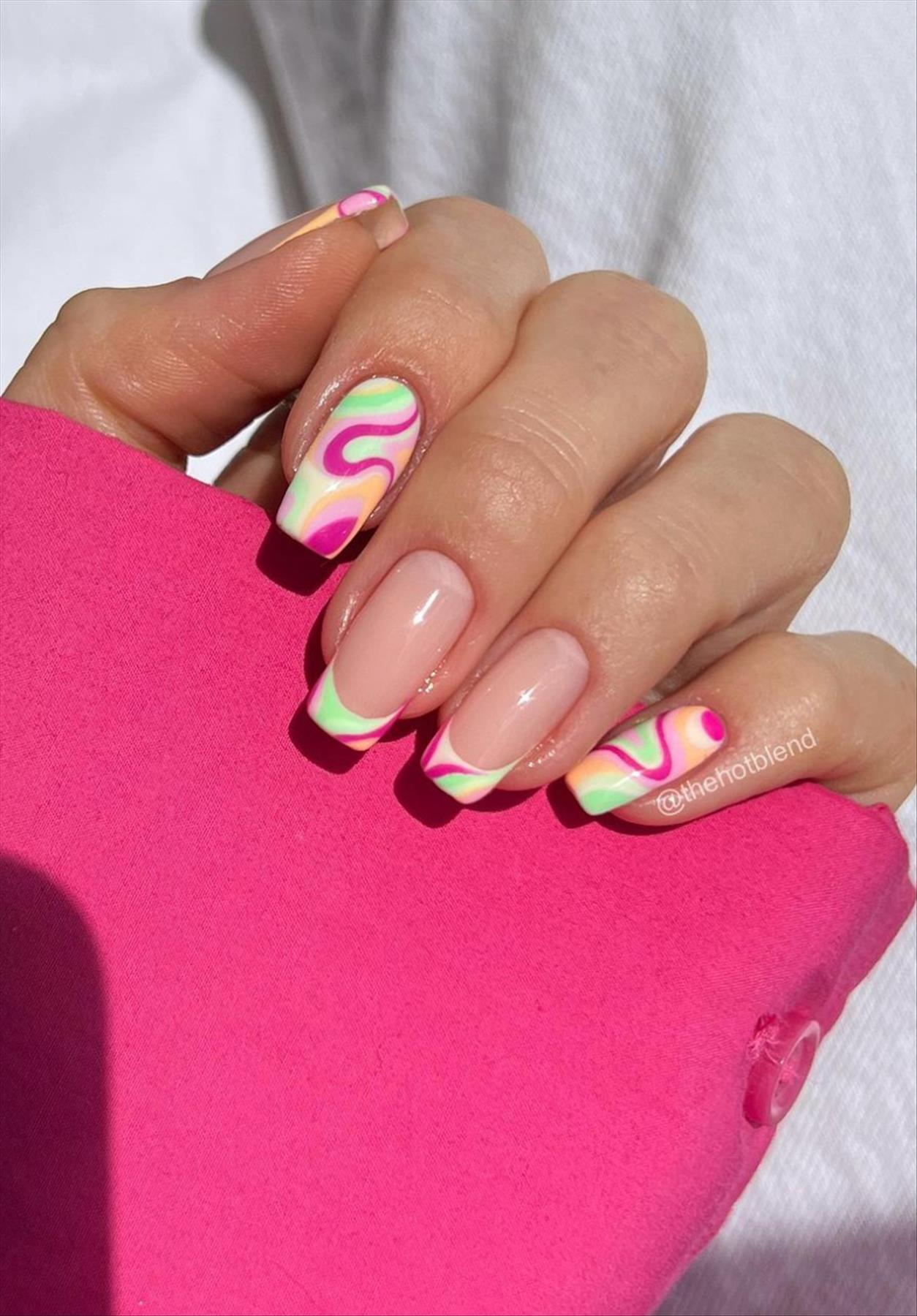 Elegant short French tip coffin nails perfect for Spring nails 2023