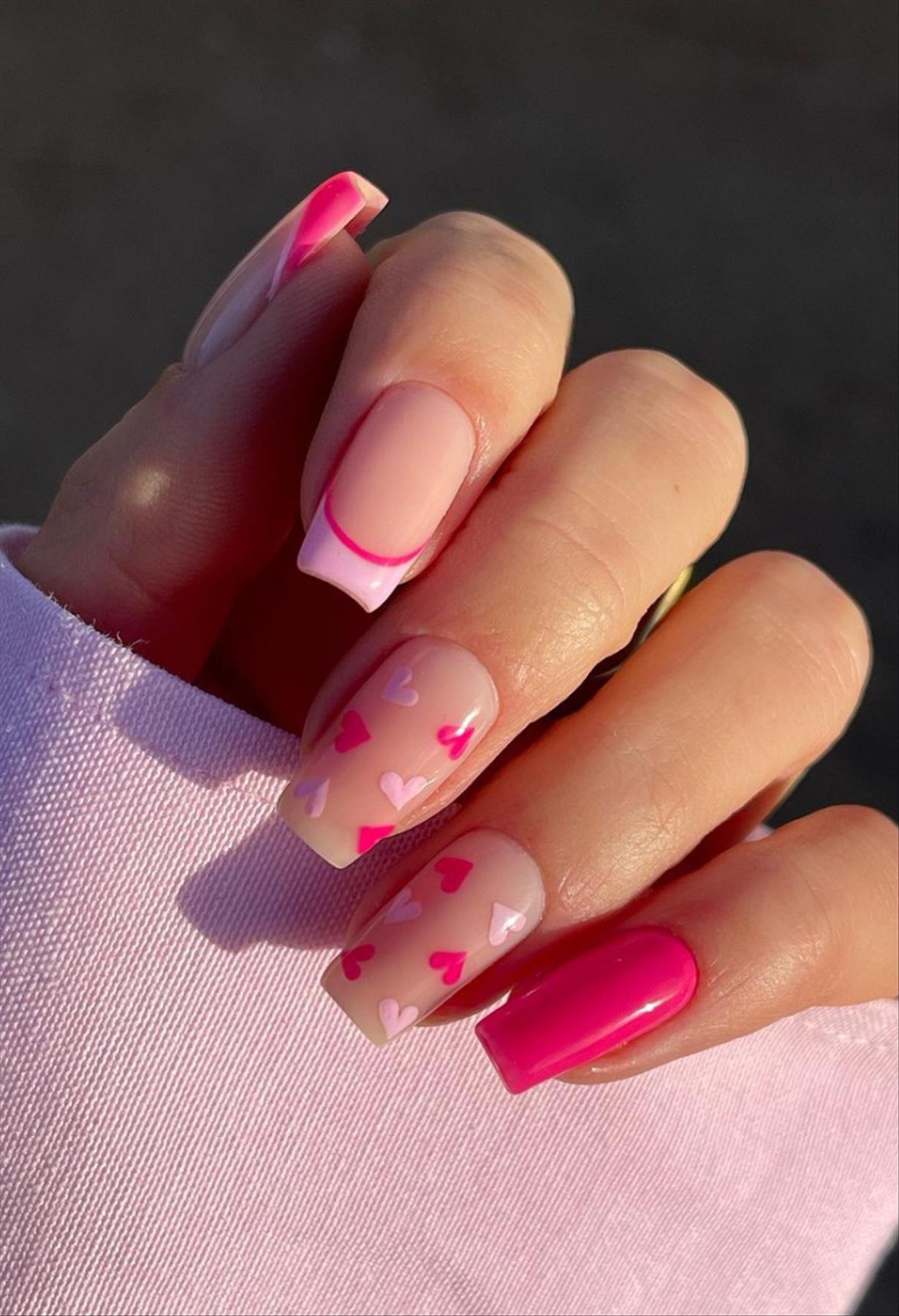 Romantic and simple valentine's day nails acrylic