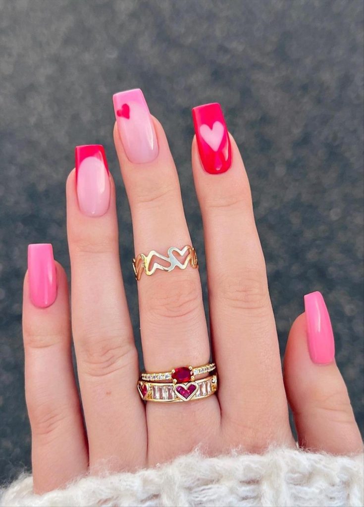 Pretty Valentine's Day heart nails for February manicures 2024